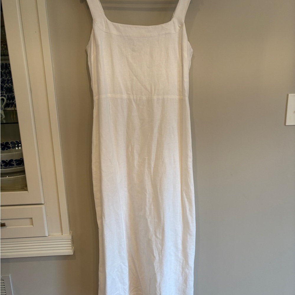 Abercrombie and Fitch Stretch Linen Blend White dress size large - Picture 5 of 11